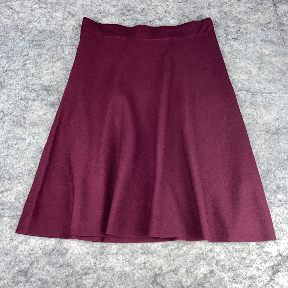 Liz Claiborne Fit‎ to Flare Skirt Women's L Burgundy Pull On Casual Knit Stretch